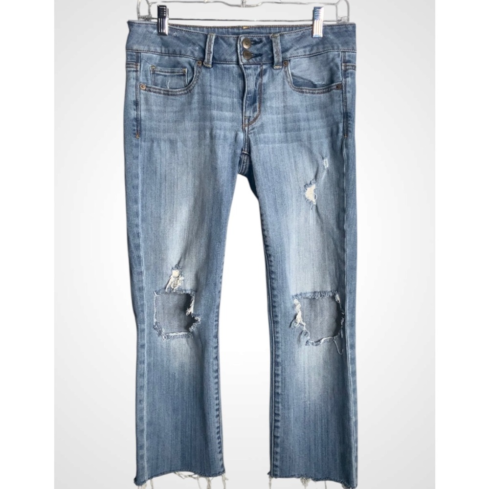 American Eagle Outfitters Light Blue Cropped Artist Ripped Jeans Size 6
